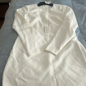 Likely Elegant White Dress long sleeve belt imitation Sz 2